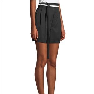 Helmut Lang Black Pleated Skort with Belt Detail